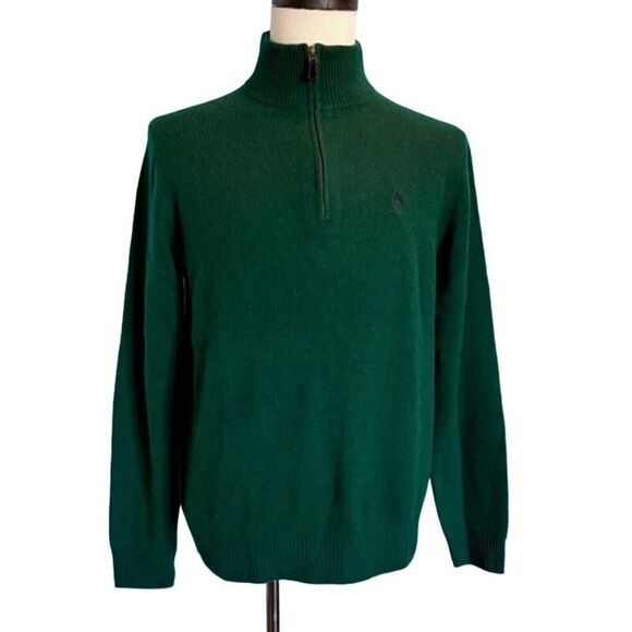 NWT POLO Ralph Lauren Wool Alpaca Pullover Zip Neck Sweater Rich Green S $168.00 - Picture 2 of 6